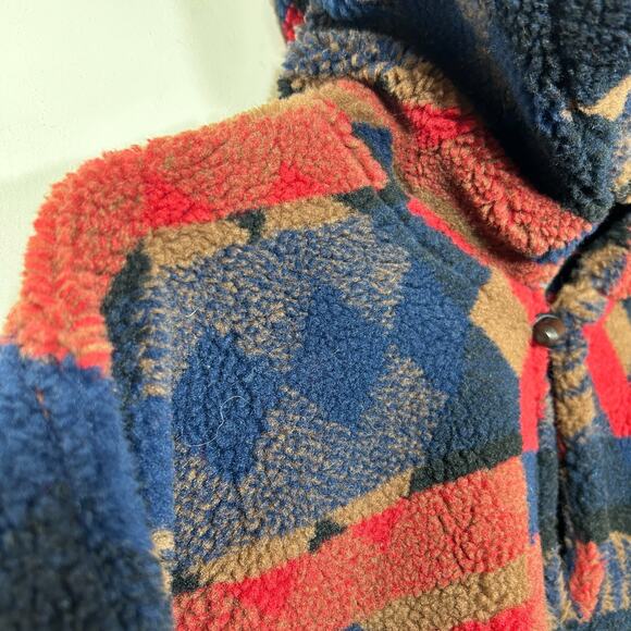 EMS Vintage 90s Fleece XL USA MADE Eastern Mountain Sports Geometric - Picture 3 of 10